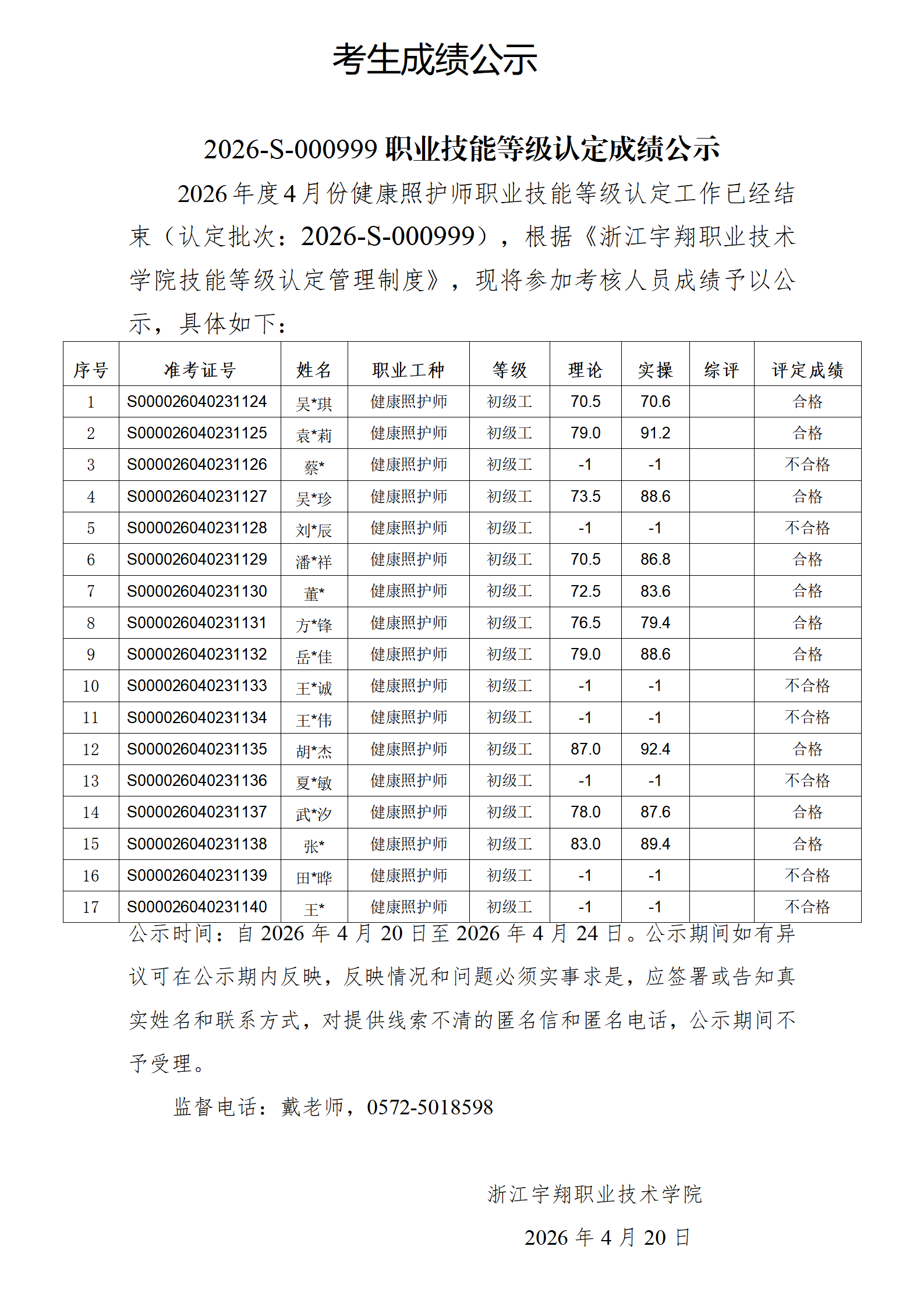 浙江宇翔职业技术学院2026年4月健康照护师（社会）技能等级认定 社会 台账_01.png